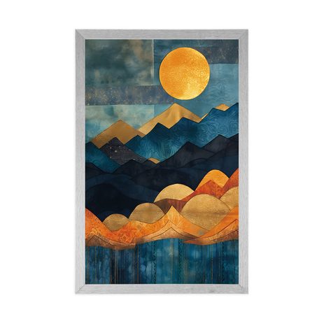 PLAKAT ABSTRAKTNA MODRO ZLATA NARAVA - GORE - PLAKATI