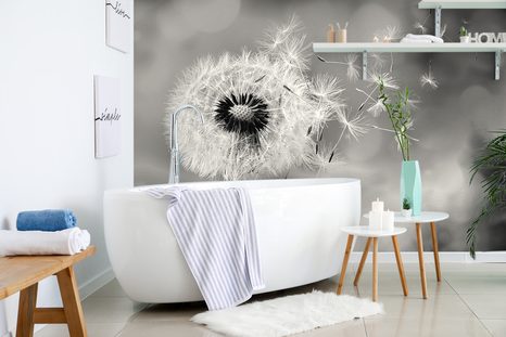 SELF ADHESIVE WALL MURAL MAGICAL BLACK AND WHITE DANDELION - SELF-ADHESIVE WALLPAPERS - WALLPAPERS