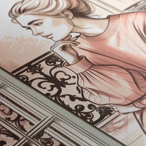 WANDBILD ROMANTISCHER AUSBLICK AUS DEM FENSTER - WANDBILDER FRAUEN - BILDER