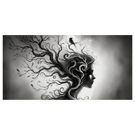 WANDBILD BAUM DES LEBENS IN WEIBLICHER SILHOUETTE - BILDER BÄUME DES LEBENS - BILDER