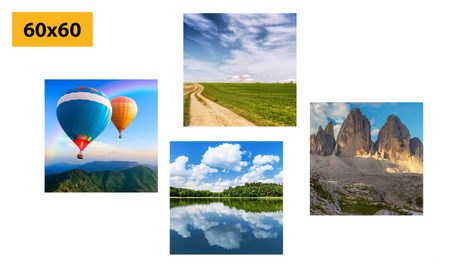 SET DI QUADRI – VOLO IN MONGOLFIERA SULLA TERRA - COLLEZIONI DI QUADRI - STAMPE E QUADRI