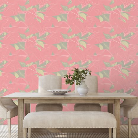 SELF ADHESIVE WALLPAPER LAYERED LEAVES IN PINK - SELF-ADHESIVE WALLPAPERS - WALLPAPERS