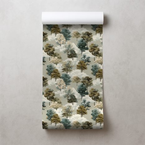 TAPETA AKVARELOVÉ STROMY V ZEMITÝCH TÓNECH - VZOROVANÉ TAPETY - TAPETY