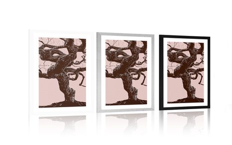 POSTER MIT PASSEPARTOUT GEHEIMNISVOLLER BAUMSTAMM - MOTIVE AUS UNSERER WERKSTATT - POSTER