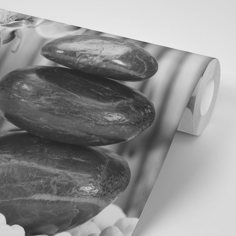 CARTA DA PARATI – GIARDINO ZEN GIAPPONESE IN BIANCO E NERO - CARTA DA PARATI BIANCO E NERO - CARTA DA PARATI