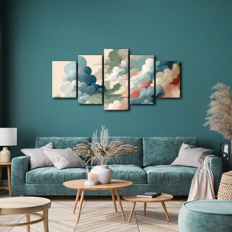 5-DÍLNÝ OBRAZ BAREVNÉ OBLAKY V ABSTRAKTNÍM SNU - OBRAZY ABSTRAKTNÍ TVARY - OBRAZY