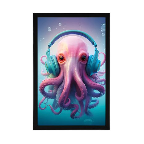 PLAKÁT CHOBOTNICE SE SLUCHÁTKY - PÁRTY ZVÍŘATA SE SLUCHÁTKY - PLAKÁTY