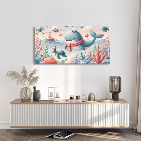 OBRAZ VELRYBA A ŽELVA V OCEÁNU - CHILDREN'S PICTURES OF ANIMALS - PICTURES