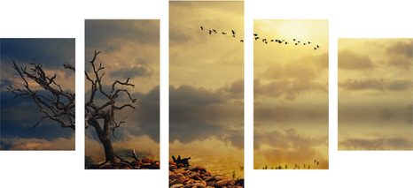 5-TEILIGES WANDBILD TROCKENER BAUM - BILDER VON NATUR UND LANDSCHAFT - BILDER