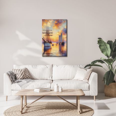 OBRAZ PŘÍSTAV PŘI ZÁPADU SLUNCE - OBRAZY VÝCHOD A ZÁPAD SLUNCE - OBRAZY