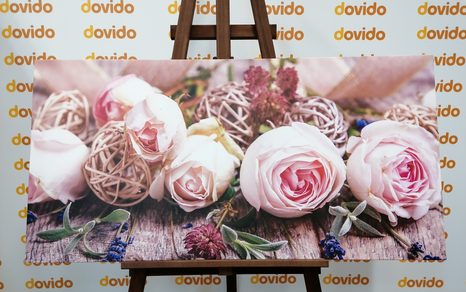 WANDBILD FESTLICHE FLORALE KOMPOSITION VON ROSEN - BILDER BLUMEN - BILDER