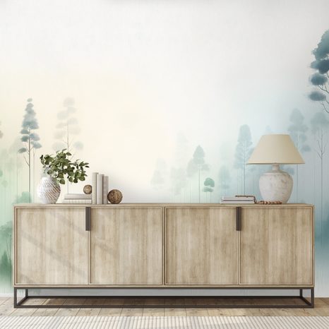 SAMOLEPÍCÍ FOTOTAPETA MLŽNÝ LES V PASTELOVÝCH TÓNECH - TAPETY LES - TAPETY