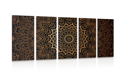 QUADRO IN 5 PARTI MANDALA VINTAGE IN STILE INDIANO - QUADRI FENG SHUI - QUADRI