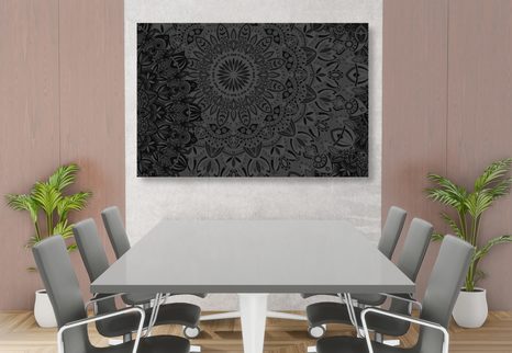 SLIKA STILSKA MANDALA V ČRNOBELI IZVEDBI - SLIKE FENG SHUI - SLIKE