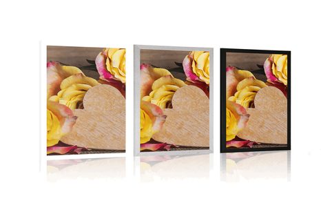 POSTER GELBE ROSEN ZUM VALENTINSTAG - BLUMEN - POSTER