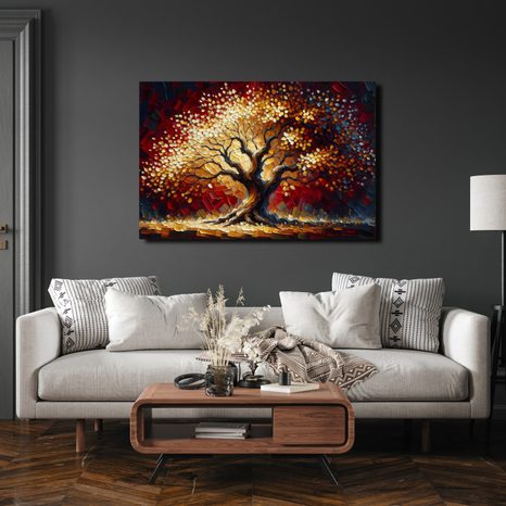 WANDBILD LEUCHTENDER LEBENSBAUM IM HERBST - BILDER BÄUME DES LEBENS - BILDER