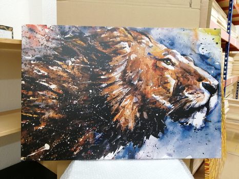 WANDBILD KÖNIG DER TIERE IN AQUARELL - BILDER TIERE - BILDER