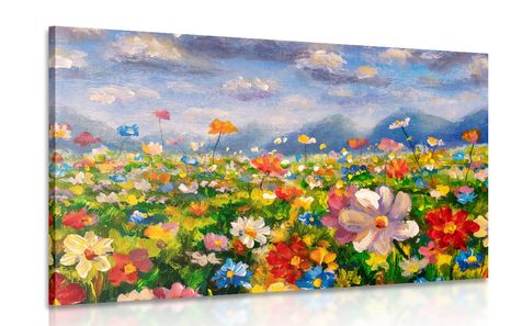 CANVAS PRINT OIL PAINTING WILD FLOWERS - PICTURES - 🔥 TOTAL SALE 🔥