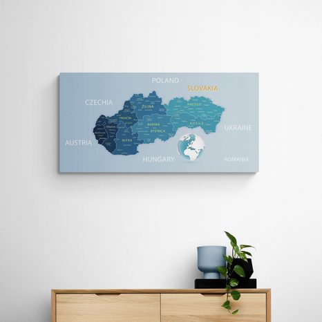 WANDBILD AUF KORK ELEGANTE KARTE DER SLOWAKEI IN BLAU - WANDBILDER AUF KORK - BILDER