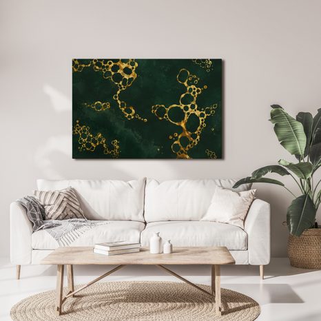 WANDBILD DUNKELGRÜNE KOMPOSITION IN GOLD - WANDBILDER ABSTRAKTE FORMEN - BILDER