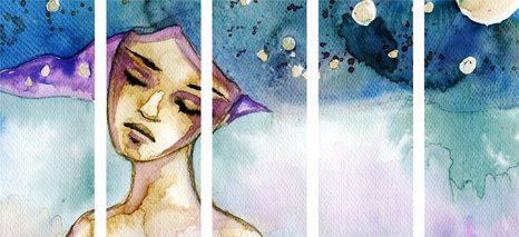 QUADRI 5 PEZZI – FATA LUNARE - QUADRI DI PERSONE - STAMPE E QUADRI