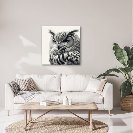 OBRAZ REALISTICKÝ PORTRÉT SOVY - OBRAZY PTÁCI - OBRAZY