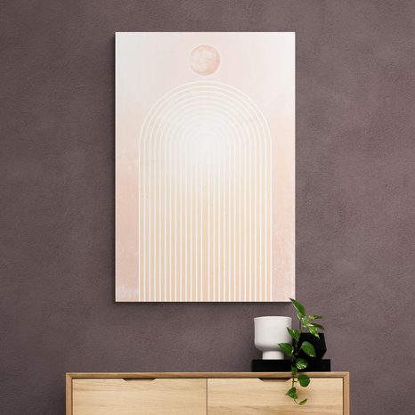 OBRAZ MODERNÍ BROSKVOVÁ DUHA MID-CENTURY - ABSTRAKTNÍ OBRAZY - OBRAZY