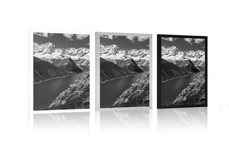 PLAKAT NACIONALNI PARK PATAGONIJA U ARGENTINI U CRNO-BIJELOM DIZAJNU - CRNO-BIJELE - PLAKATI