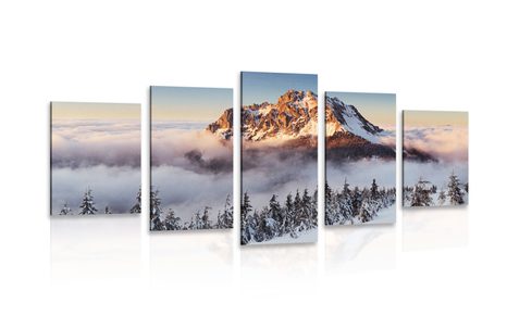 TABLEAU EN 5 PARTIES – ROZSUTEC SOUS UNE COUVERTURE DE NEIGE - TABLEAUX DE LA NATURE ET DES PAYSAGES - TABLEAUX