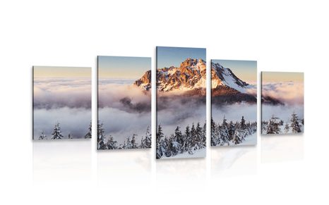 QUADRO IN 5 PARTI ROZSUTEC SU COPERTA INNEVATA - QUADRI DI NATURA E PAESAGGIO - QUADRI