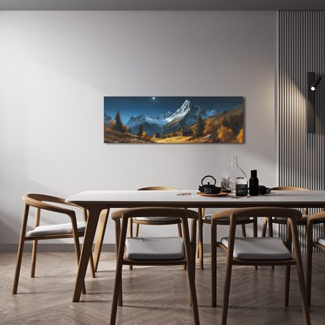 OBRAZ ZIMNÍ POHÁDKA HORSKÁ CHATA - BAREVNÉ DOMY - OBRAZY