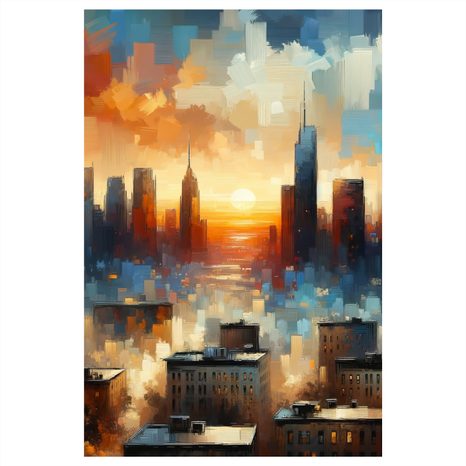 OBRAZ ZÁPAD SLUNCE NAD MĚSTEM - OBRAZY MĚSTA - OBRAZY
