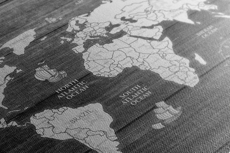 OBRAZ NA KORKU ČERNOBÍLÁ MAPA NA DŘEVĚ - OBRAZY NA KORKU - OBRAZY