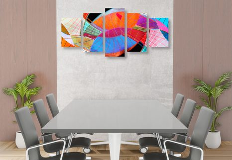 5-TEILIGES WANDBILD MEHRFARBIGE ABSTRAKTION - ABSTRAKTE BILDER - BILDER