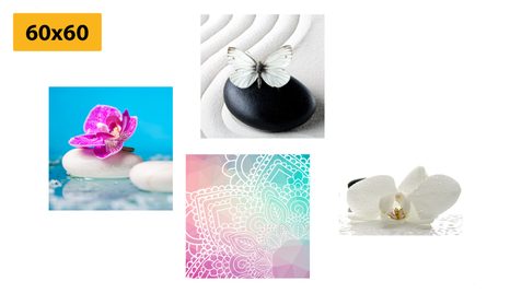 SET OBRAZŮ FENG SHUI V ZAJÍMAVÉ BAREVNÉ KOMBINACI - SESTAVY OBRAZŮ - OBRAZY