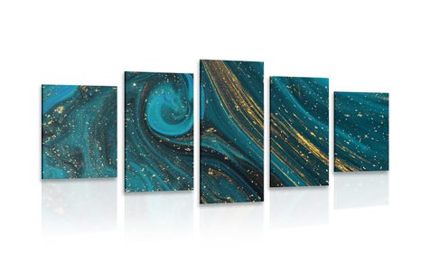 5-PIECE CANVAS PRINT EMERALD ABSTRACTION - ABSTRACT PICTURES - PICTURES