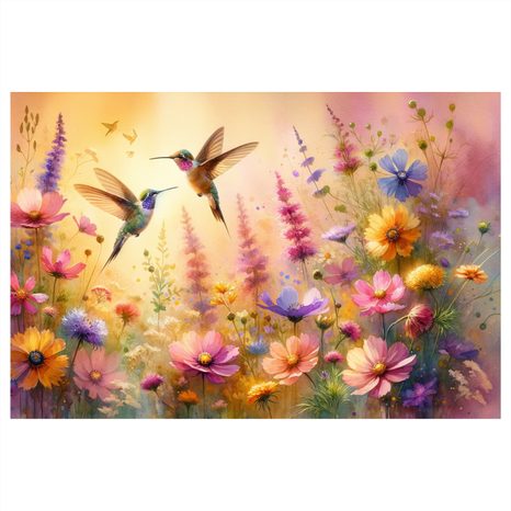 OBRAZ KOLIBŘÍCI A KVĚTY - OBRAZY PTÁCI - OBRAZY