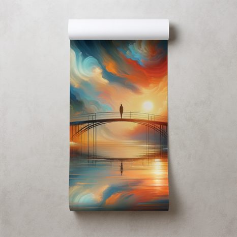 TAPETE BUNTER SONNENUNTERGANG ÜBER DER BRÜCKE - TAPETEN SONNENAUFGANG UND SONNENUNTERGANG - TAPETEN