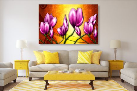 OBRAZ RŮŽOVÉ KVĚTY V ETNO STYLU - ABSTRAKTNÍ OBRAZY - OBRAZY