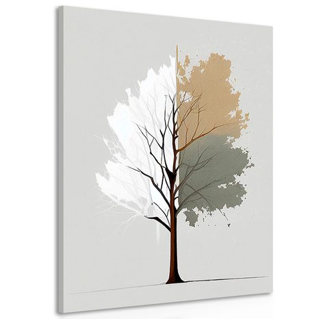 CANVAS PRINT MINIMALIST MULTICOLORED TREE - PICTURES OF TREES AND LEAVES - PICTURES