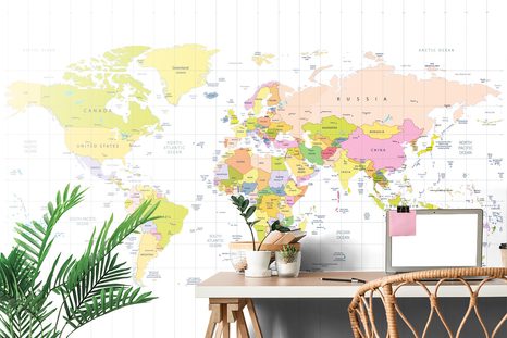 SAMOLEPÍCÍ TAPETA MAPA NA BÍLÉM POZADÍ - SAMOLEPÍCÍ TAPETY - TAPETY