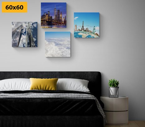 SET DI QUADRI – VISTA SUI GRATTACIELI DI NEW YORK - COLLEZIONI DI QUADRI - STAMPE E QUADRI