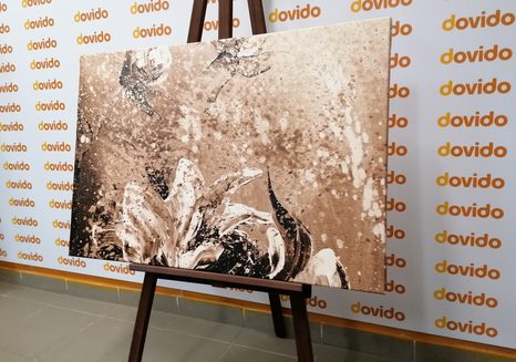 QUADRO SU TELA – PEONIE DIPINTE MODERNE IN VERSIONE SEPPIA - QUADRI BIANCO E NERO - STAMPE E QUADRI