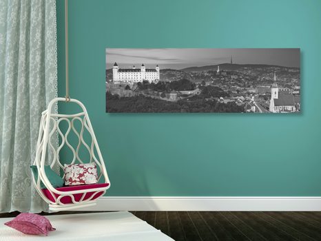 WANDBILD ABEND IN BRATISLAVA IN SCHWARZ-WEISS - SCHWARZ-WEISSE BILDER - BILDER