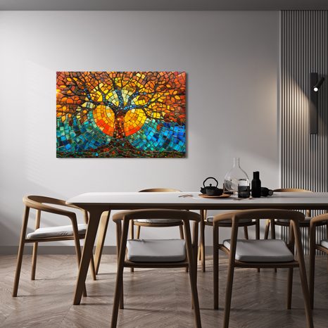 КАРТИНА НА ПЛАТНО – ЦВЕТНА МОЗАЙКА ДЪРВО НА ЖИВОТА - КАРТИНИ - 🔥 ТОТАЛНА РАЗПРОДАЖБА