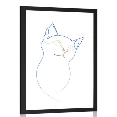 POSTER MIT PASSEPARTOUT BUNTE LINIEN DER KATZE - MOTIVE AUS UNSERER WERKSTATT - POSTER