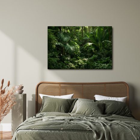 TABLEAU SUR TOILE – JUNGLE TROPICALE VERDOYANTE - TABLEAUX ARBRES ET FEUILLES - TABLEAUX