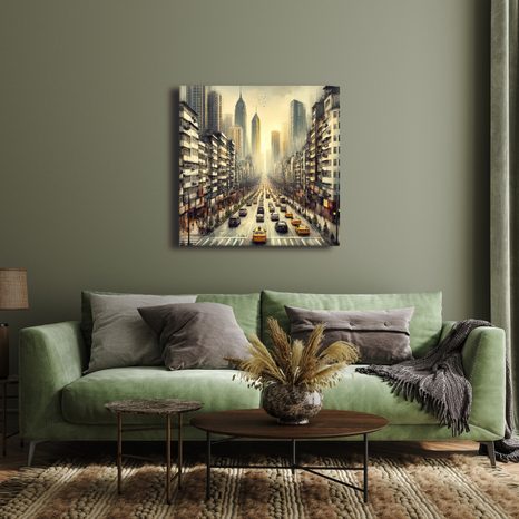 OBRAZ RUCH VELKOMĚSTA V PODVEČER - OBRAZY MĚSTA - OBRAZY