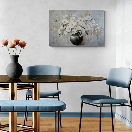 TABLOU RAMURI DE FLORI ÎNTR-O VAZĂ NEAGRĂ - TABLOURI VAZE - TABLOURI