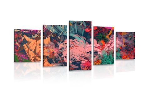 5-PIECE CANVAS PRINT ABSTRACT FLOWERS